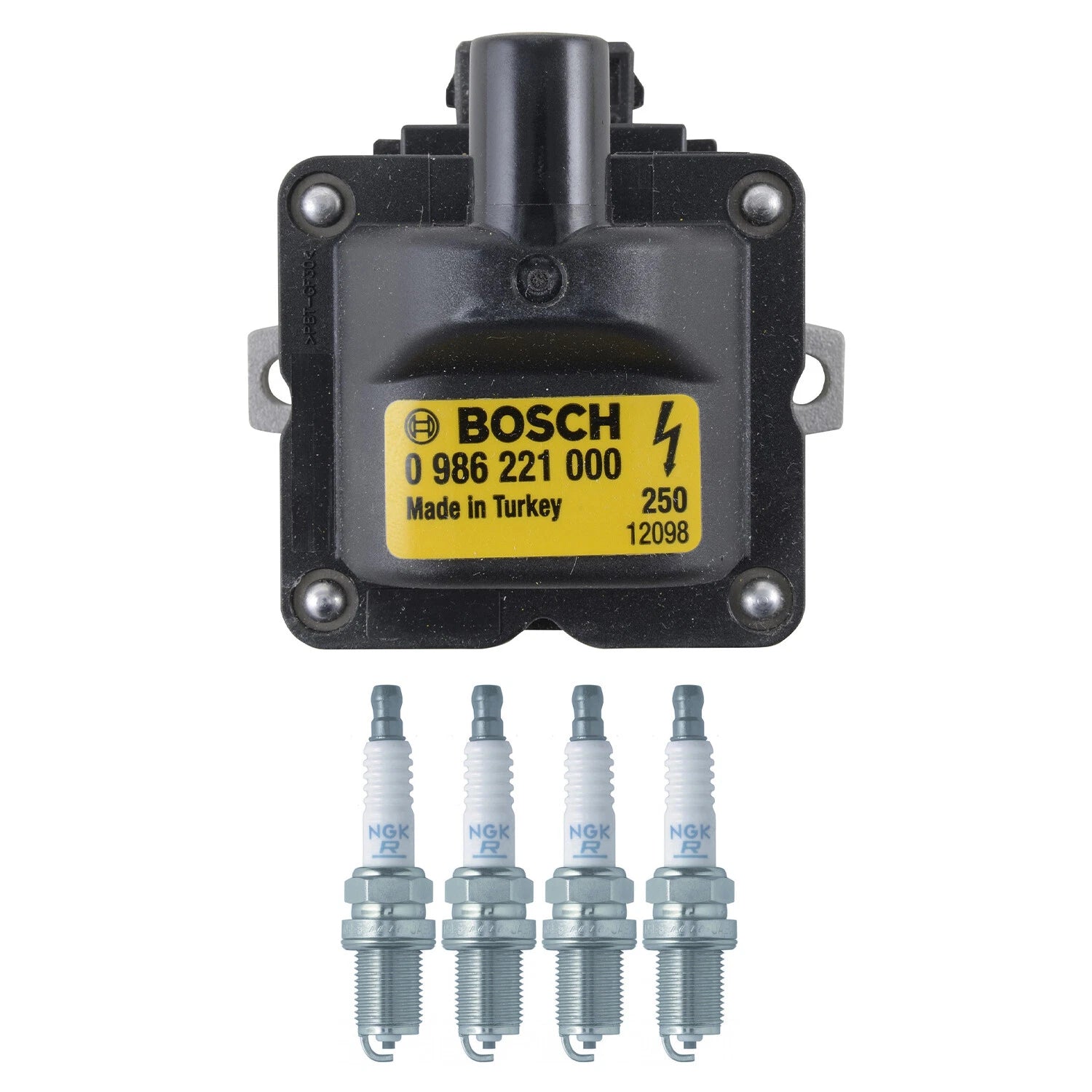 Set of 4 Bosch Ignition Coils & NGK V-Power Spark Plugs for 318i Neon Celica Golf (Year Range)