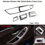 Polished Door Window Lift Switch Button Cover Trim for BMW 5 Series