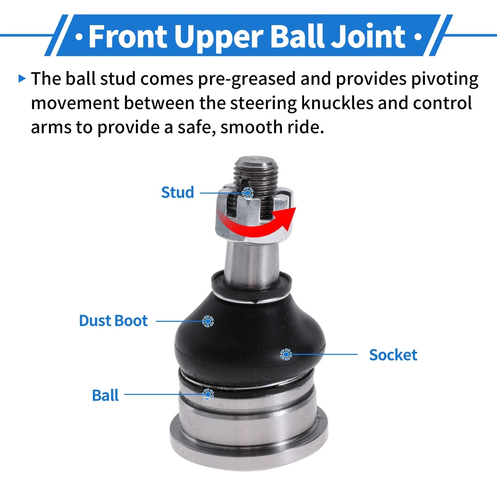 2X Front Upper Ball Joints for Toyota Tacoma (1995–1997) No.K90255/RK90255