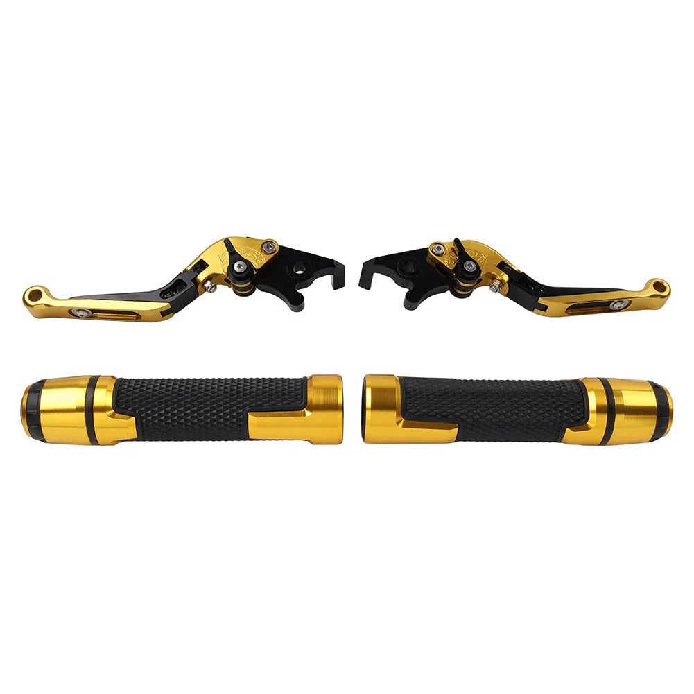 Gold Extendable Brake Clutch Levers & Handlebar Grips for BMW F900R (2020-2023)