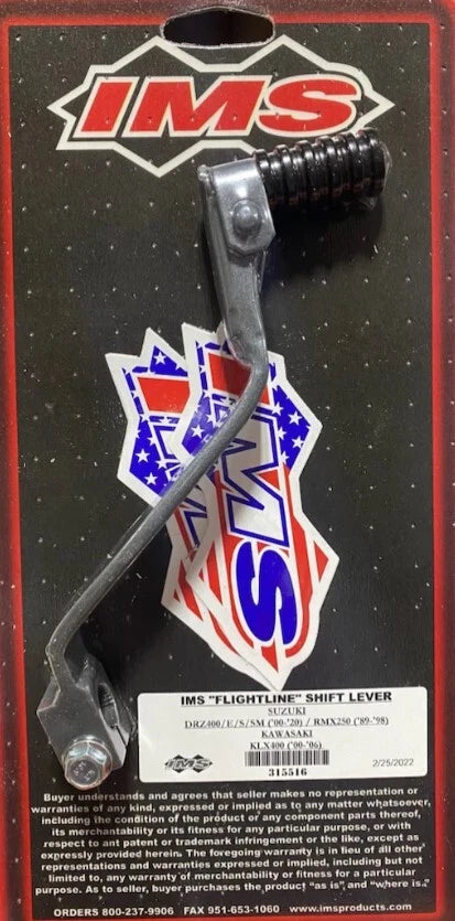 IMS Flightline Shift Lever for Suzuki RMX250, DRZ400 & Kawasaki KLX400R/S (1999–2023)