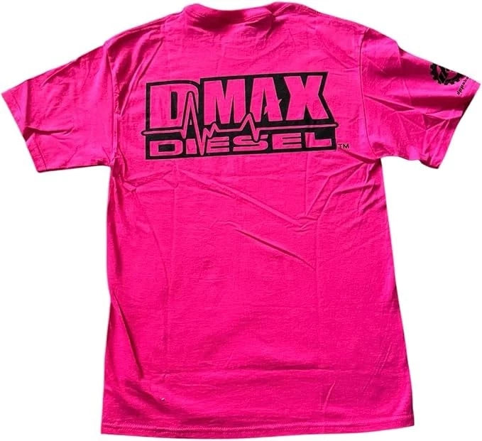 DMAX Diesel T-Shirt for DMAX (2XL) - Hot Pink, Black Logo Graphic