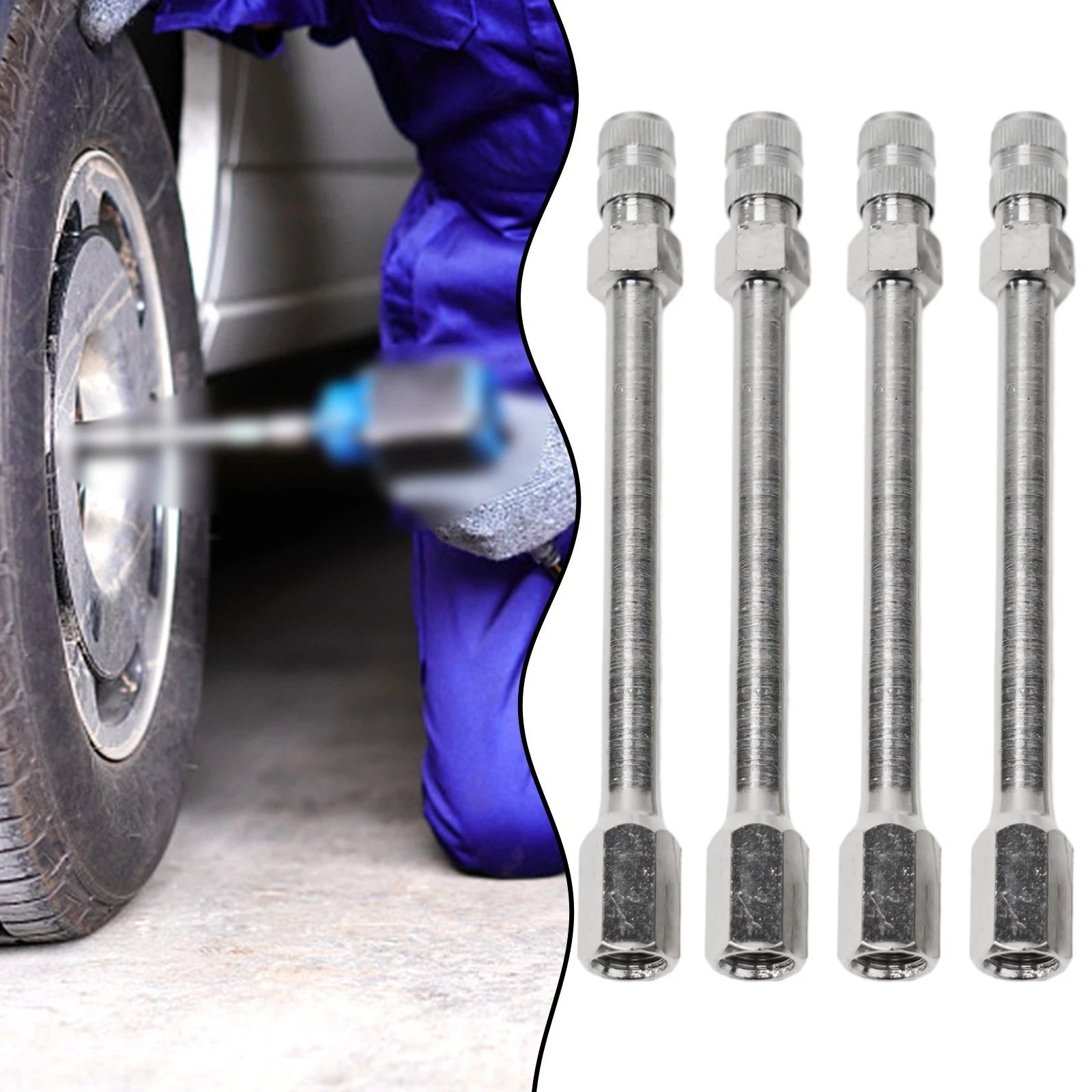 Set of 4 Tyre Valve Extension Rods for Auto Truck