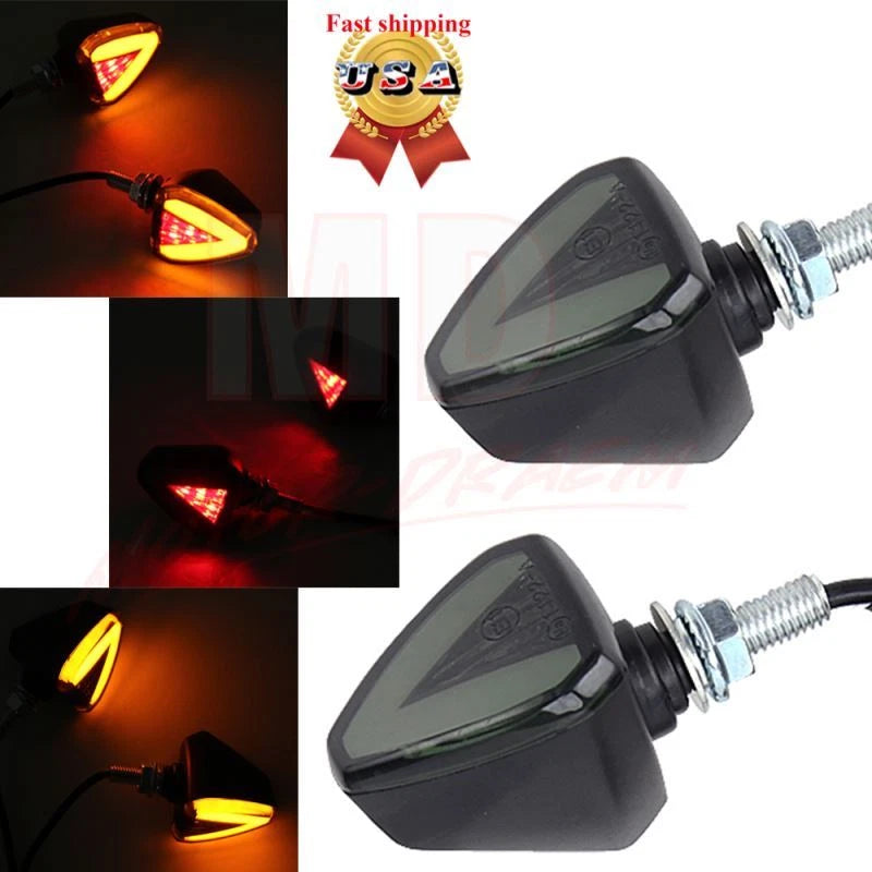 LED Turn Signal Indicator Light for Motorcycle (Flush Mount, Amber Smoke)