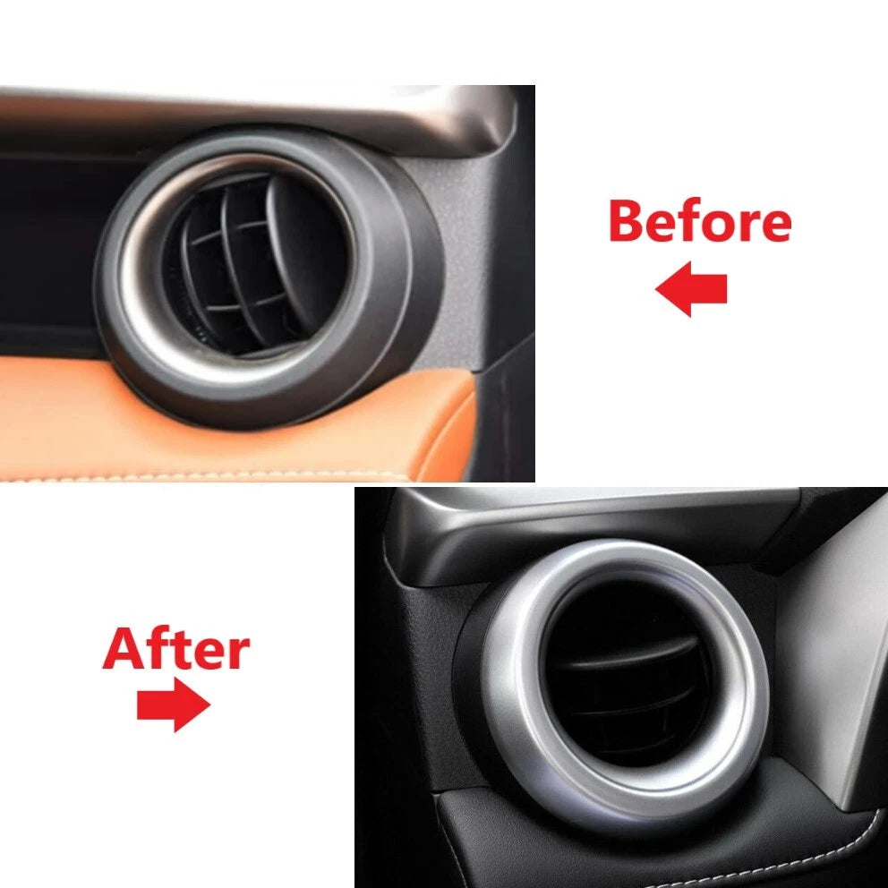 Matte Silver Dashboard AC Air Vent Cup Holder Handbrake Cover for RAV4 (2016-2018)