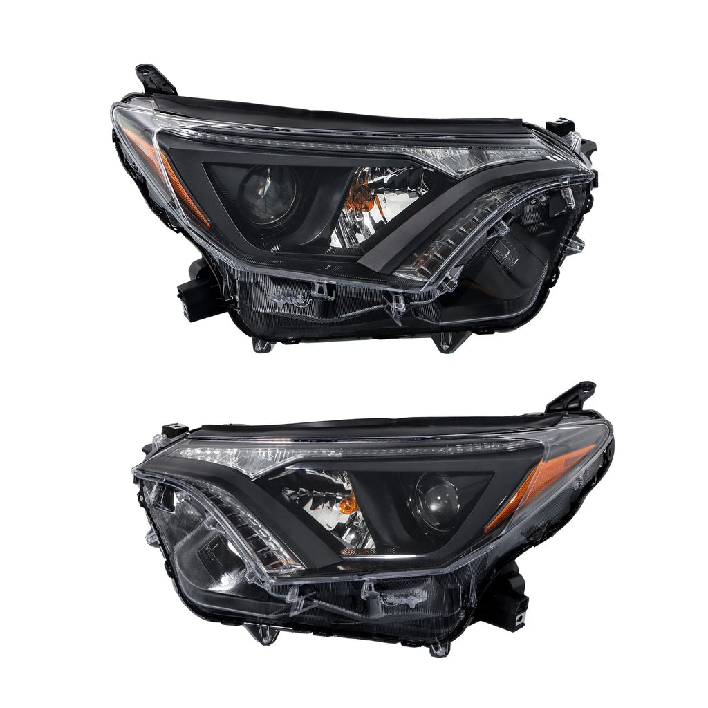 Set of 2 Front Headlight Assemblies for Toyota RAV4 (2016â2018) Clear Lens