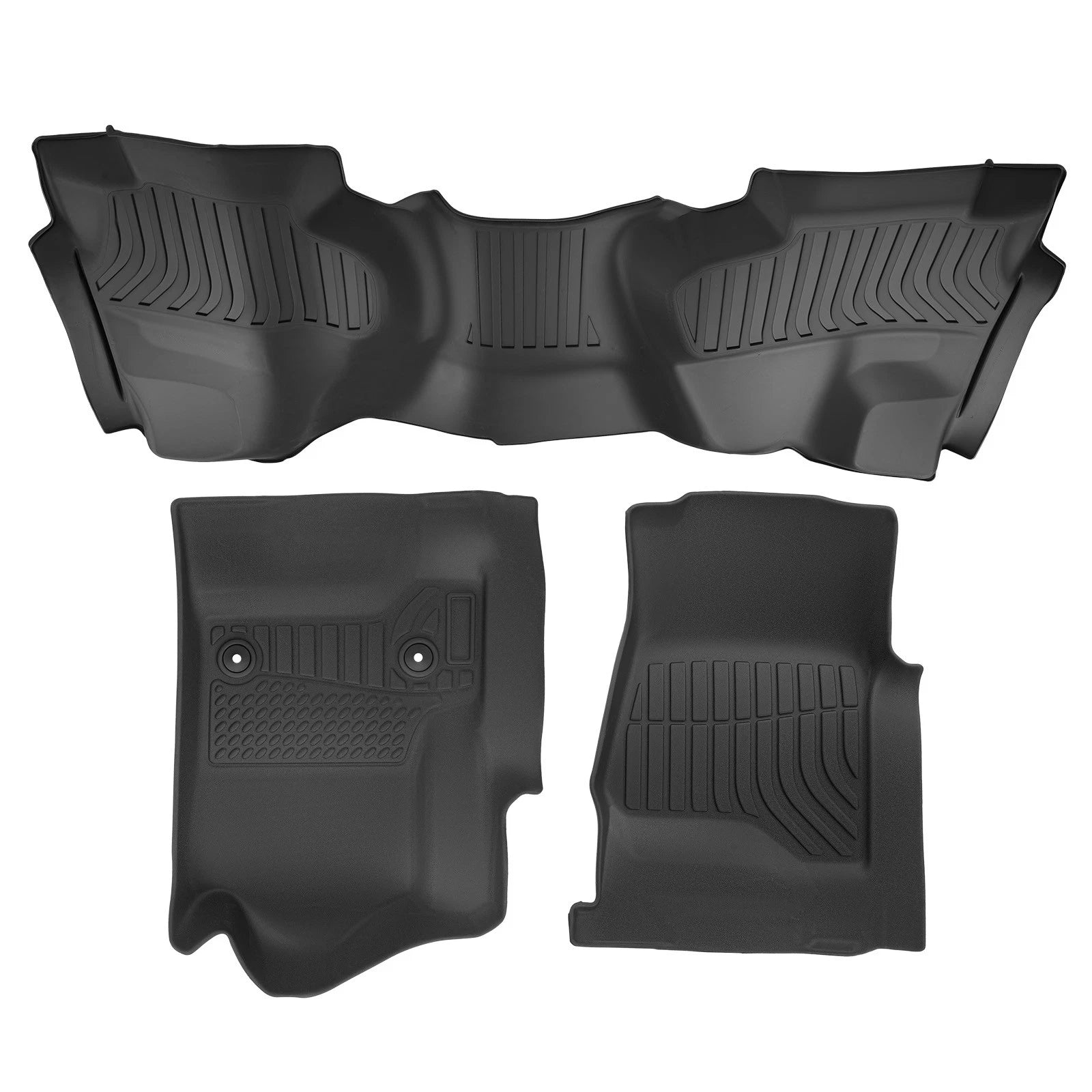 Set of 2 Black Floor Mats Liner for Silverado 1500 Double Cab (2014-2018)