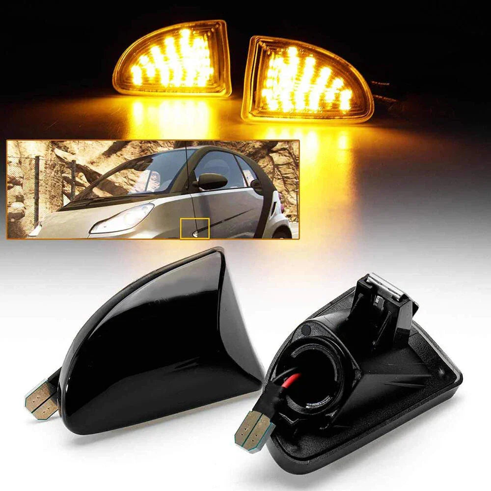 Smoke Lens LED Turn Signal Side Marker Lights for Smart Fortwo (2007-2014)