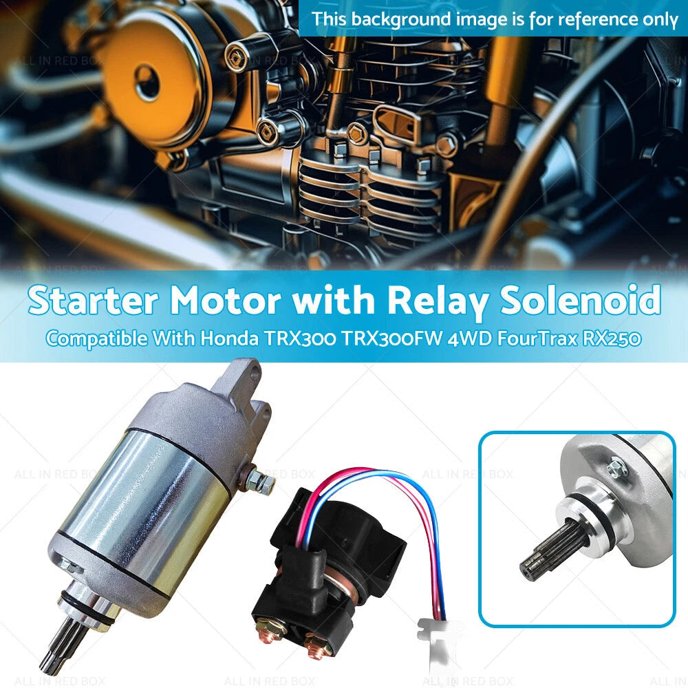 Starter Motor with Relay Solenoid for Honda TRX300 TRX300FW (1988–2000)