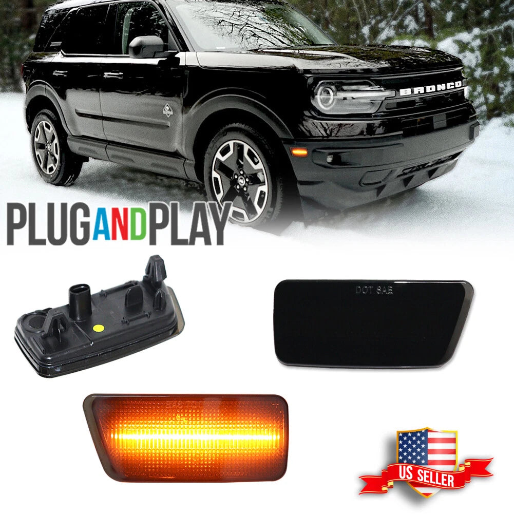 Smoked LED Bumper Side Marker Lights for Ford Bronco Sport (2021–2024)