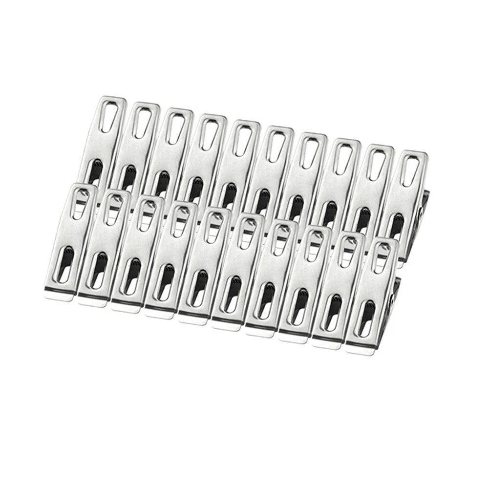 Set of 40 Stainless Steel Spring Loaded Clothes Pegs Laundry Clips