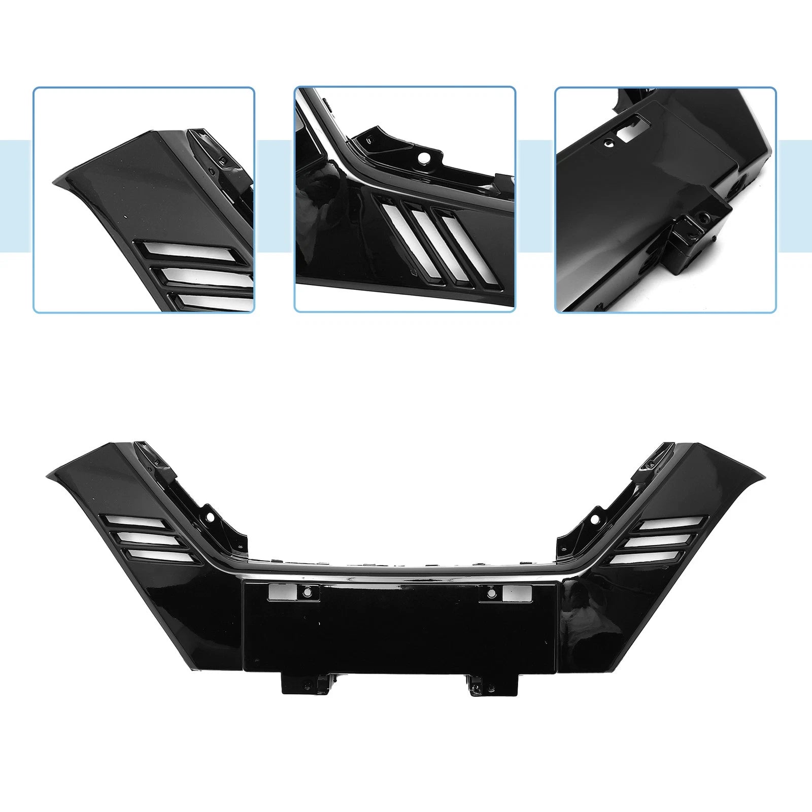 Front Upper Bumper Grille for Nissan Rogue Sport (2017–2021) Chrome Black