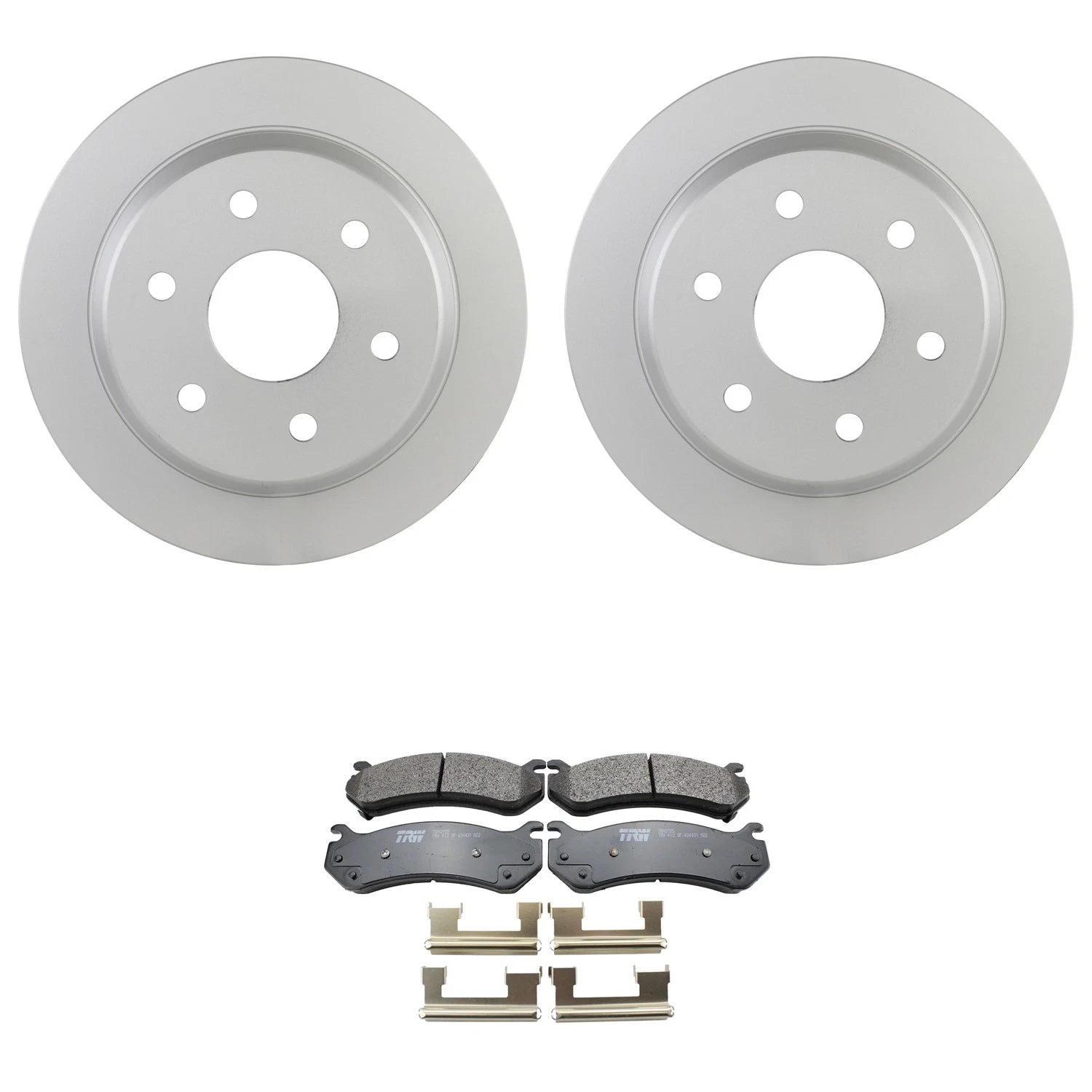 Set of 2 Bosch QuietCast Rear Rotors & TRW Pro Metallic Pads for Sierra 1500