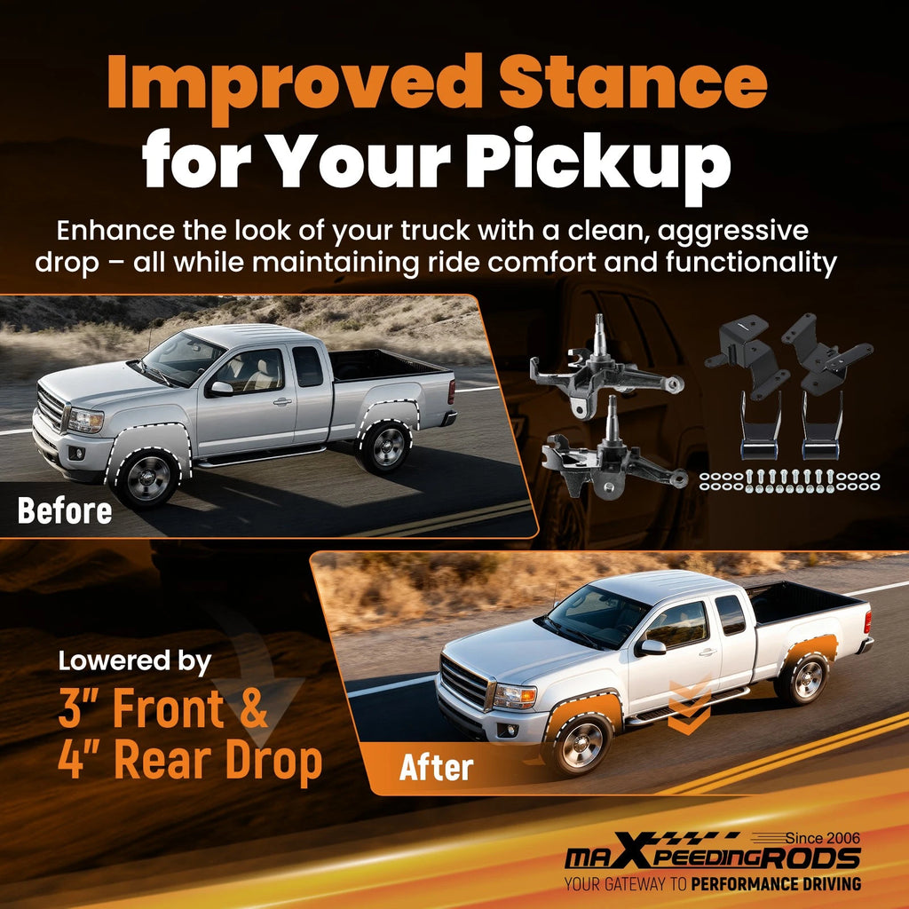 3" Front 4" Rear Lowering Kit for Chevrolet C10/GMC C15 (1973–1987)