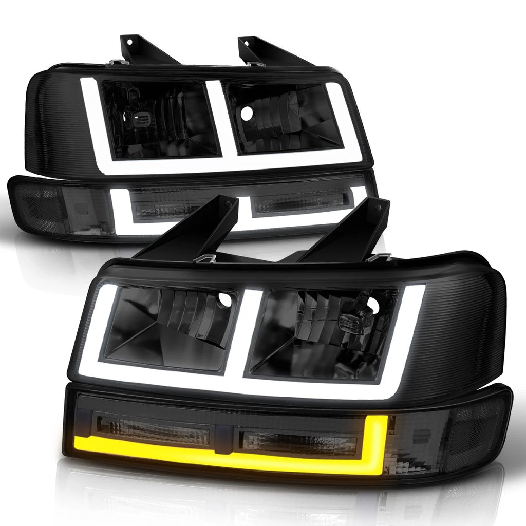 E-Shape Switchback LED DRL Headlights Smoked for Express/Savana 1500-3500 (2003–2024)
