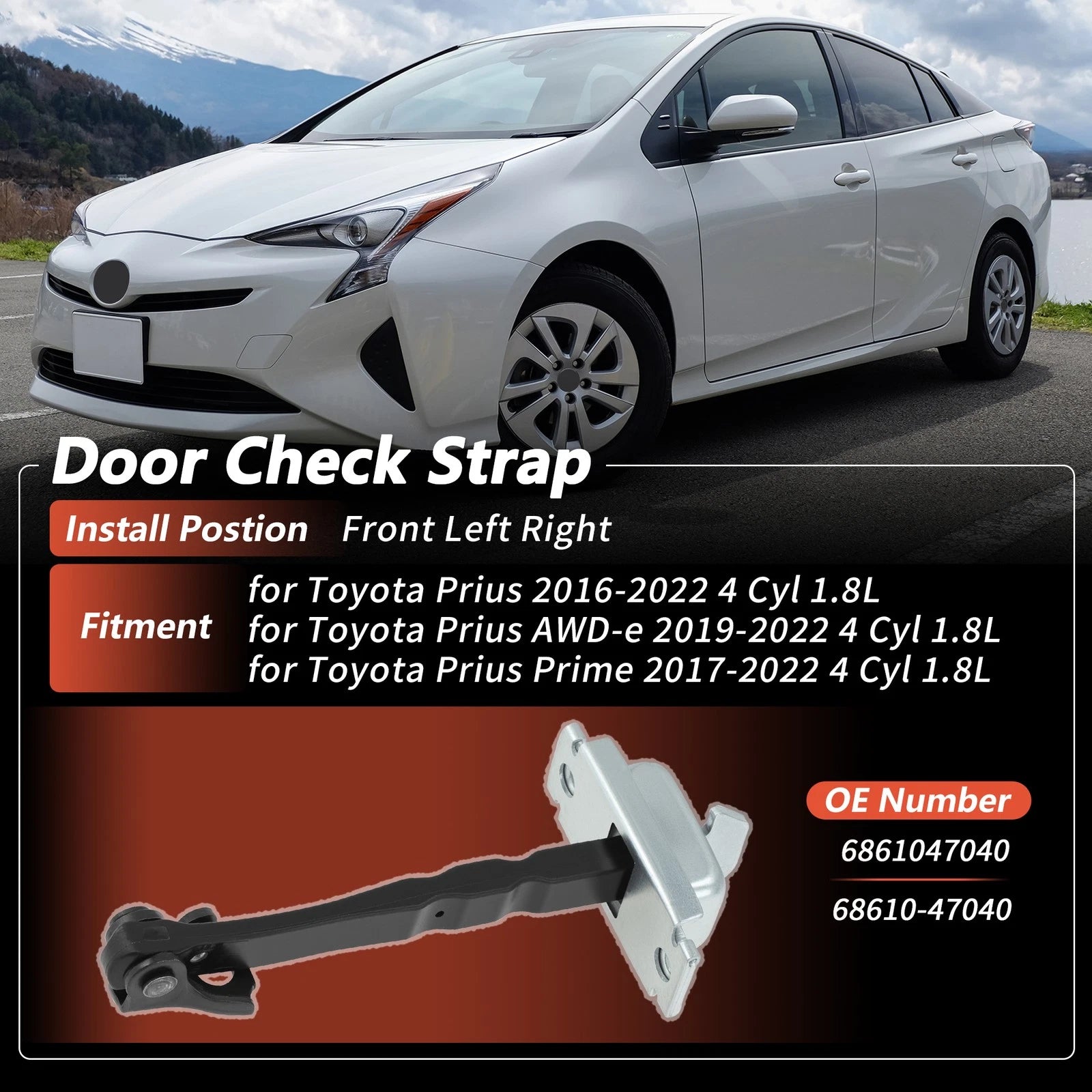 Set of 2 Door Check Strap Limiter Brackets for Toyota Prius (2016–2022) 6861047040