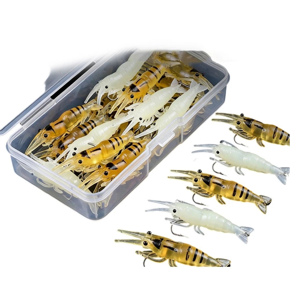Glow in Dark Shrimp Lure 4cm 1.3g Soft Body with Long Shank Hook