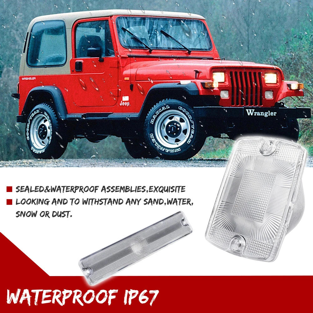 Set of 4 Clear Bumper Signal & Fender Side Marker Lights for Jeep Wrangler (1987–1995)