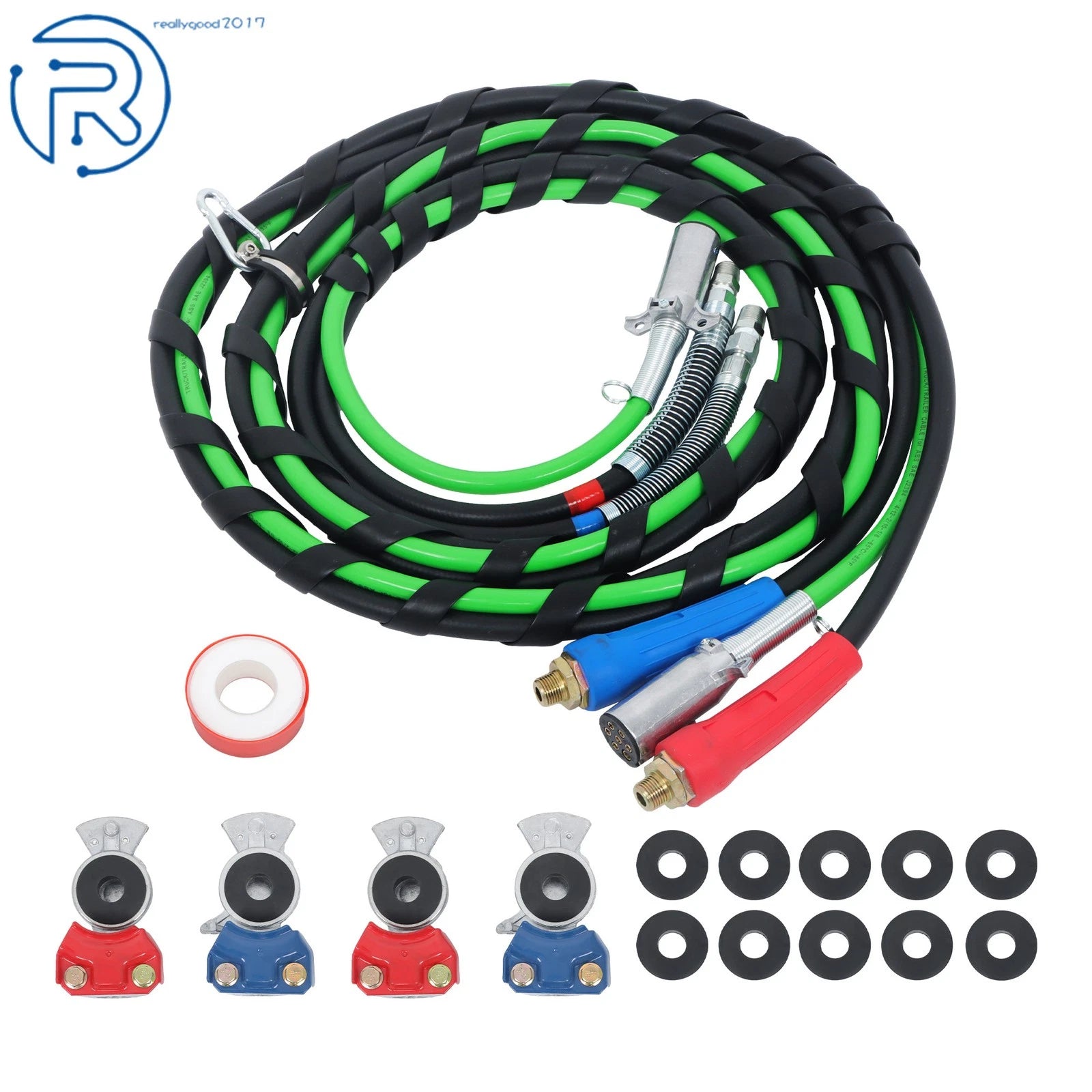 3X 15Ft Air Line Hose Assemblies for Semi Truck Tractor Trailer
