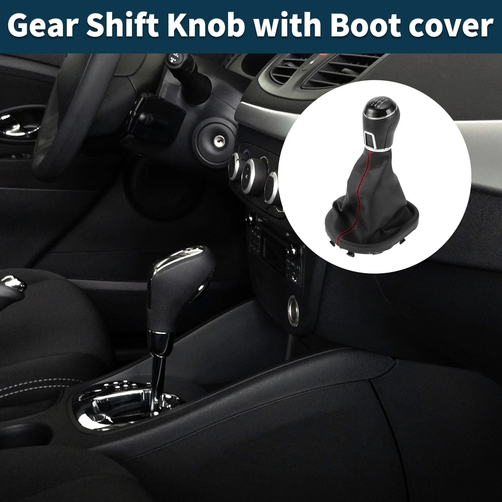 6 Speed Gear Shift Knob with Cover for Volkswagen Touran (2003–2010) Faux Leather