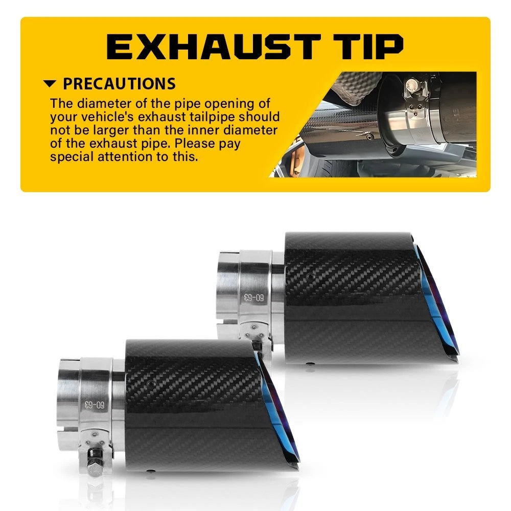2X Carbon Style Burnt Exhaust Tail Pipe Tip 2.5" ID to 3.5" OD Clamp-on