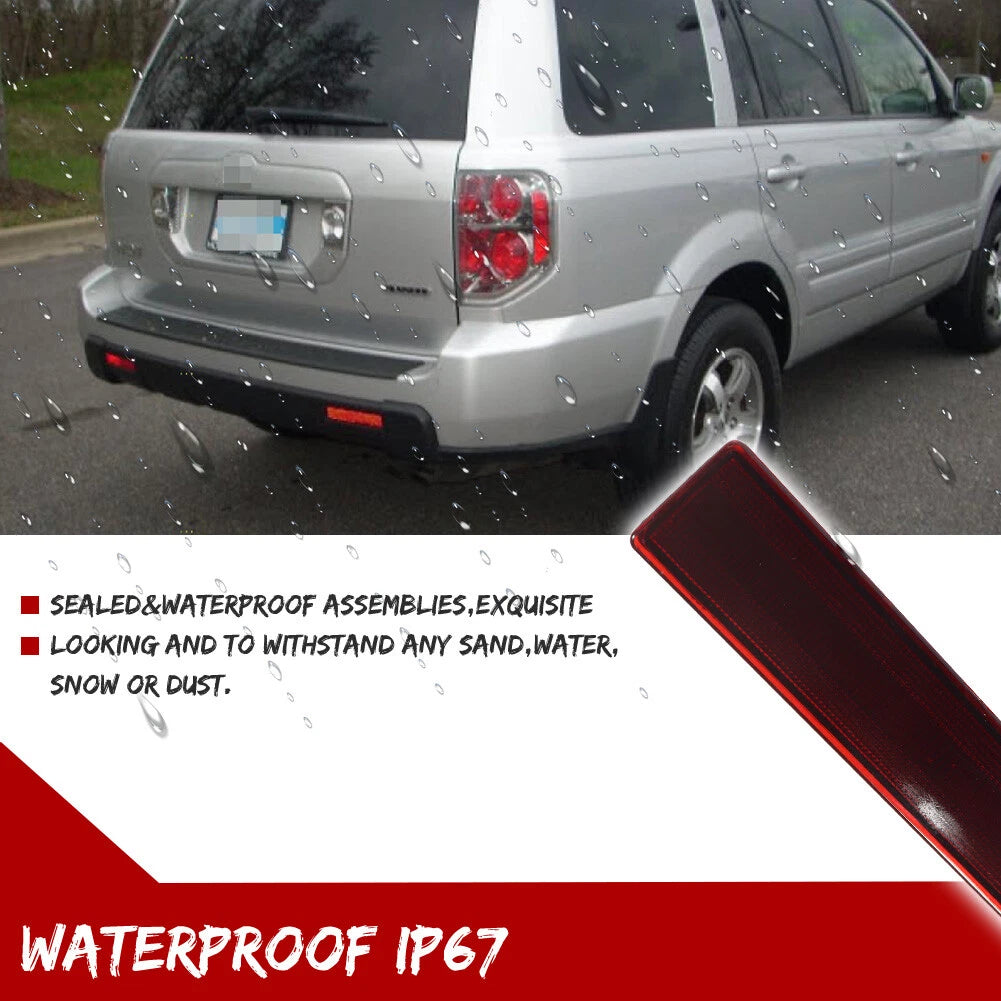 2X Red Lens Rear Bumper Reflector Lights for Honda Pilot (2006–2008)