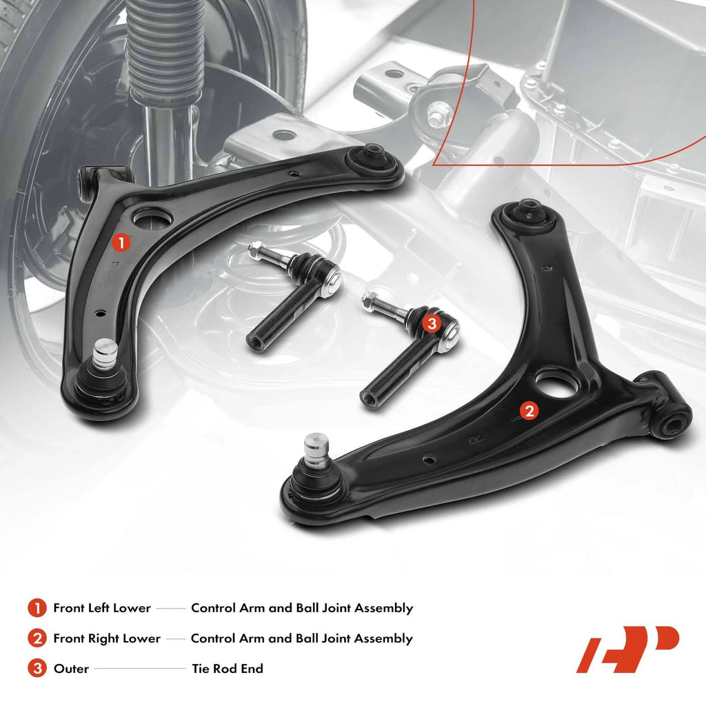 Set of 4 Front Control Arm, Ball Joint & Tie Rod for Jeep Compass Patriot (2007–2017)