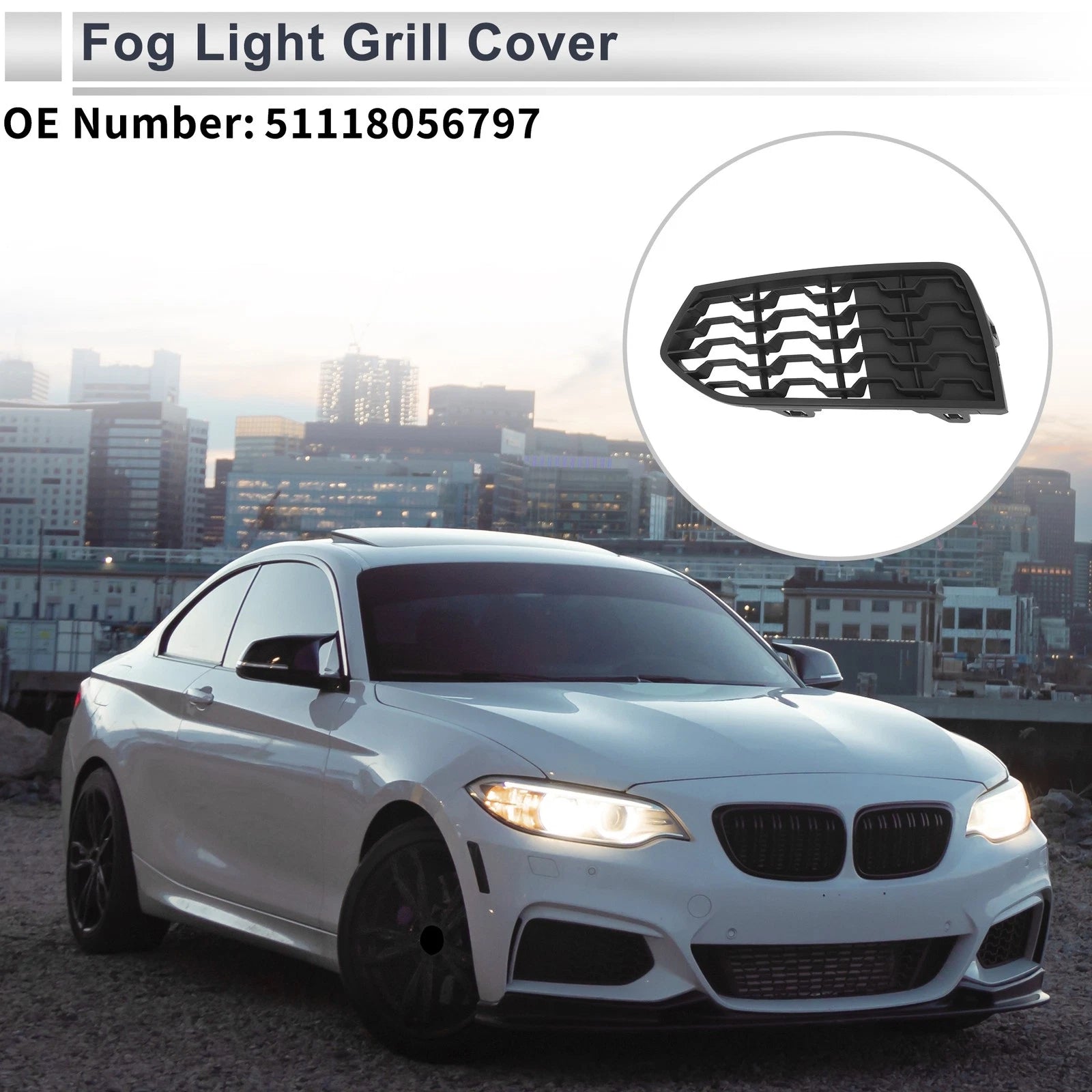 1pc Fog Light Grill for BMW 2 Series F22 (2012–2017) No. 51118056797