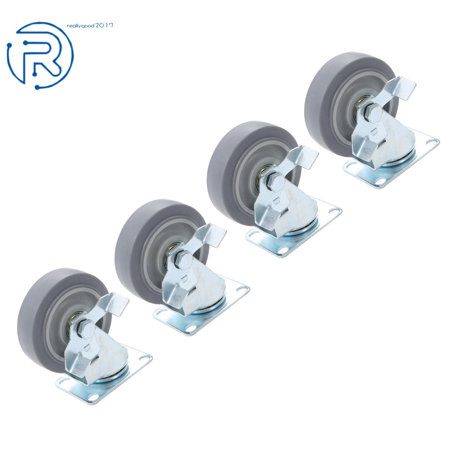 Set of 4 Swivel Casters with Side Brakes for Various Applications