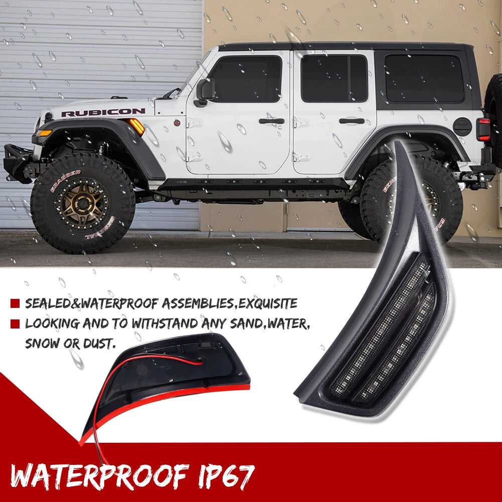 2X Amber LED Front Bumper Turn Signal Markers for Wrangler JL (2018–2024)