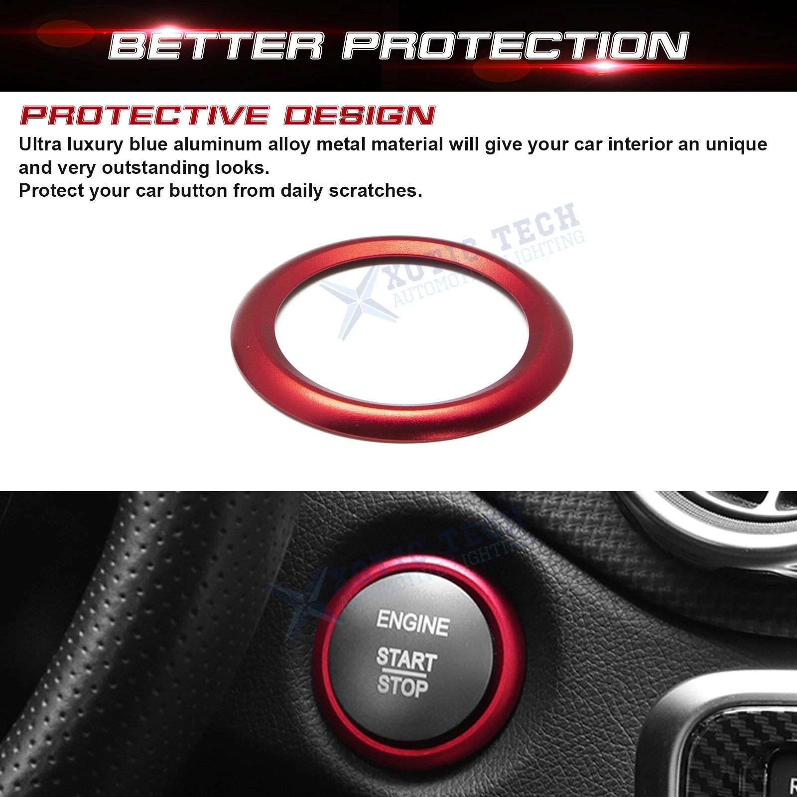 Red Engine Start Button Surround Ring Decor Trim for Mercedes CLA GLA (2013-2019)