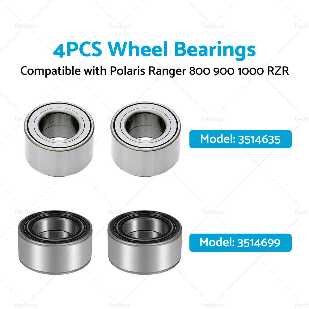 Set of 4 Wheel Bearings for Polaris Ranger 800 900 1000 RZR (2008–2020)