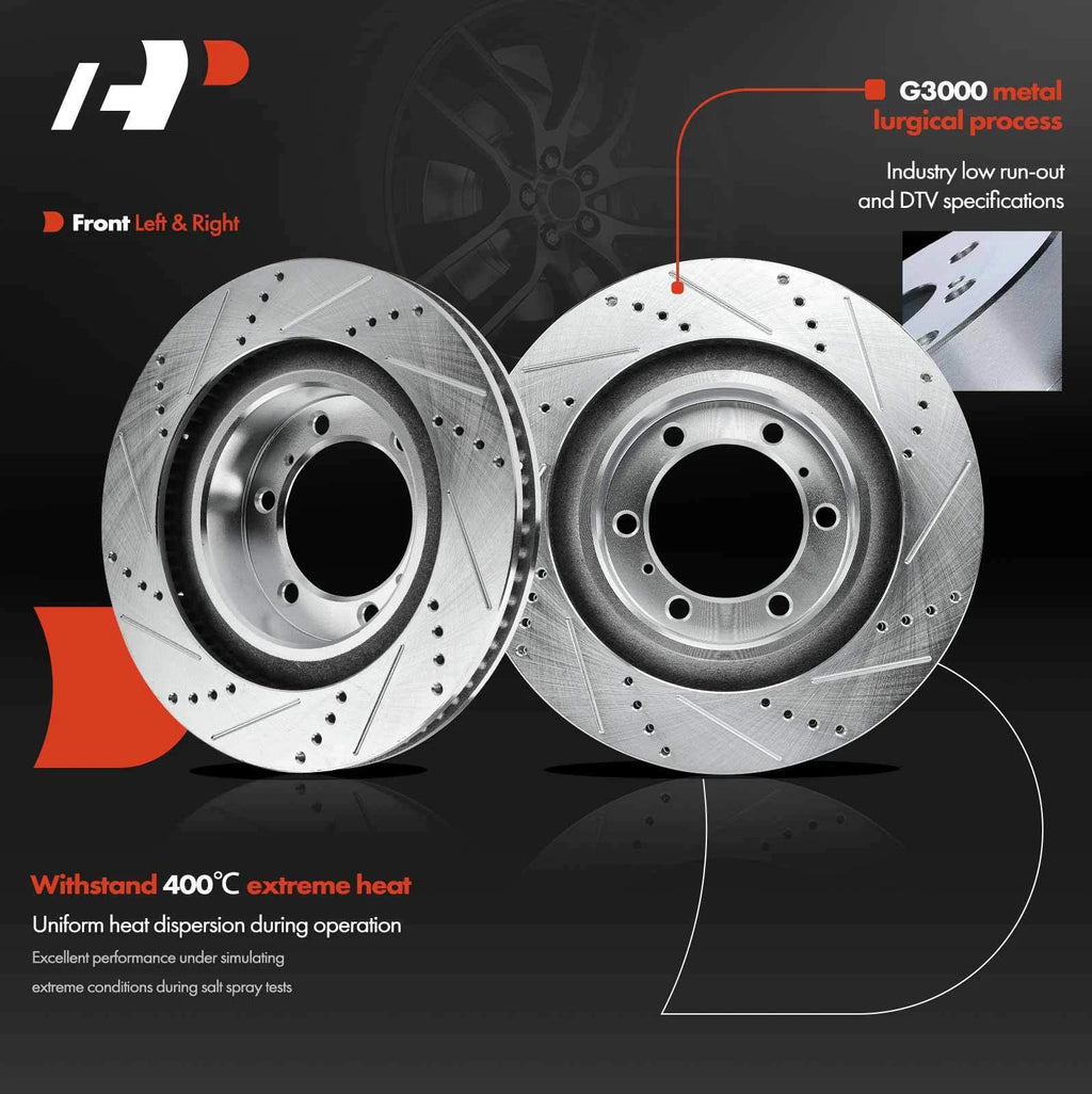 Front Drilled Brake Rotors and Ceramic Pads for Toyota 4Runner (2010–2020)