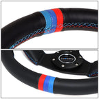 NRG 35cm 2.5" Deep Leather Steering Wheel + Horn Button for Universal Fit (2010–2023)