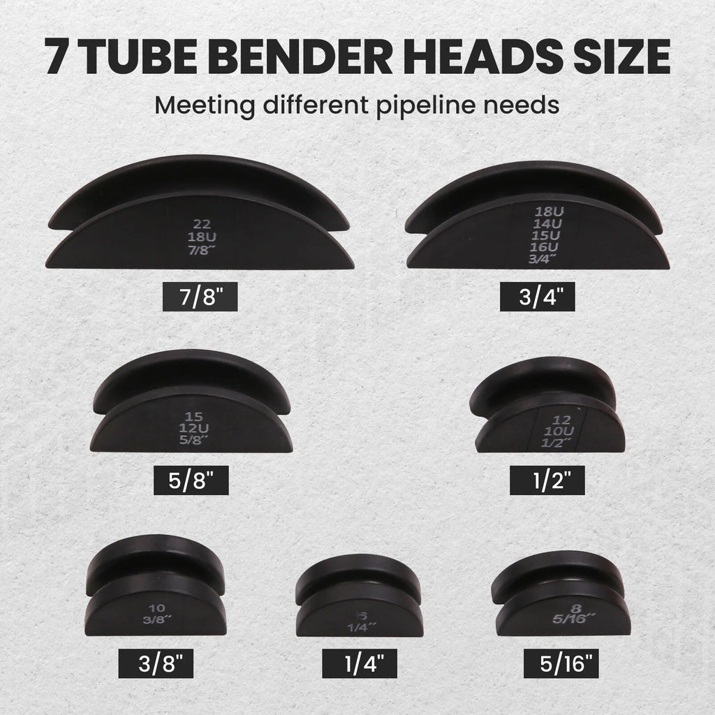 HVAC Ratcheting Pipe Tube Bender Tool Kit for (1/2'', 1/4"-7/8")