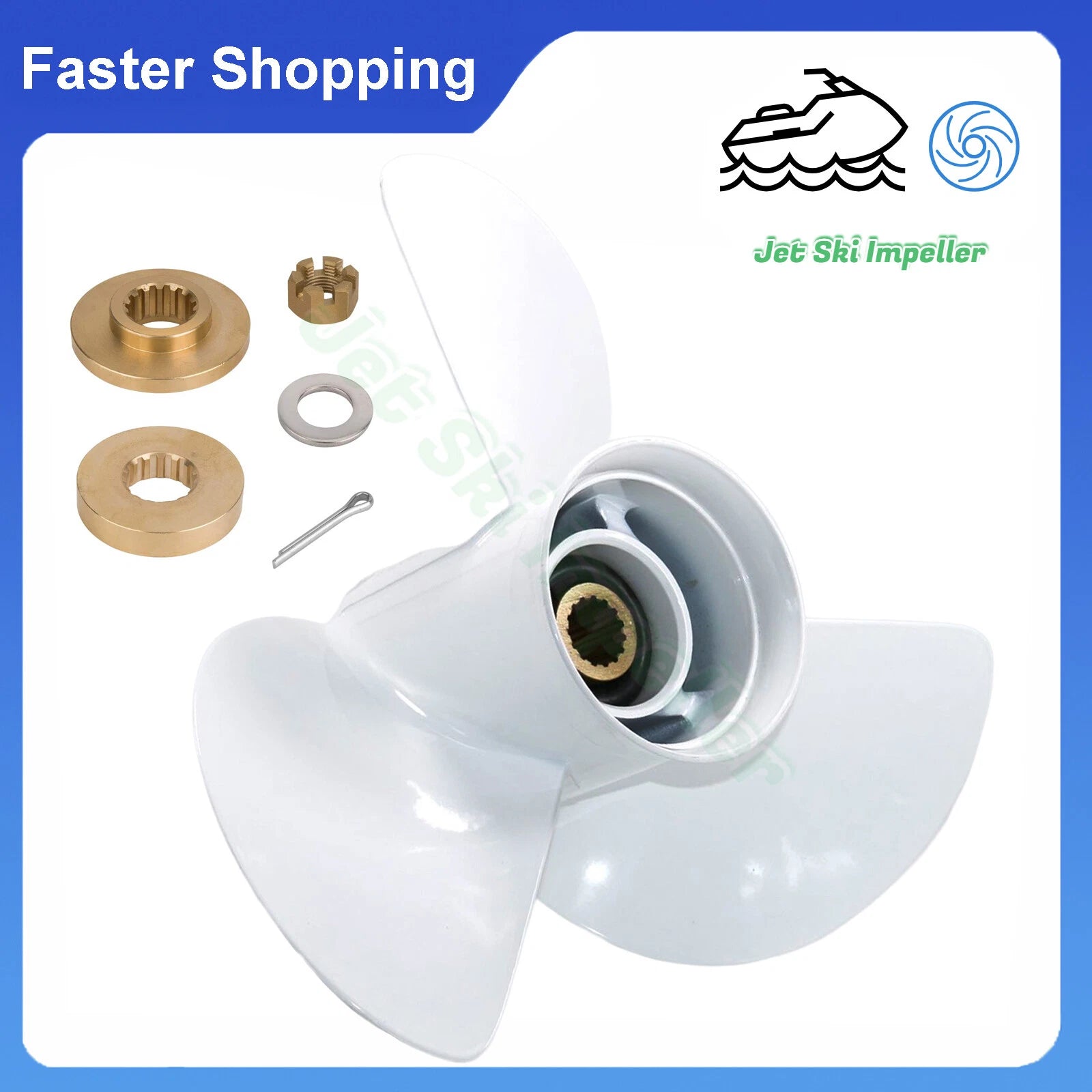 Boat Propeller 13x19 for Yamaha Outboard 50-130HP (15 Spline) + Hardware Kit