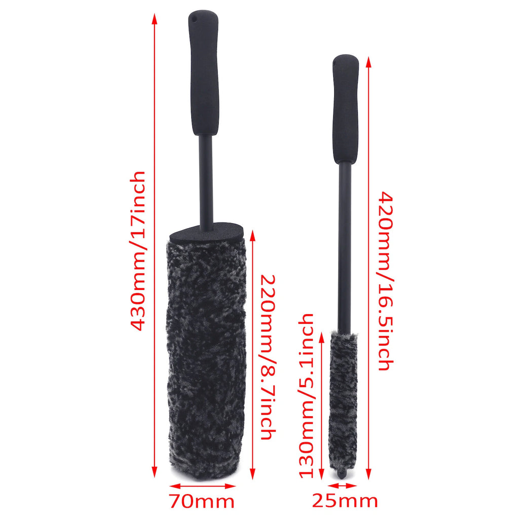 Set of 4 Soft Bristle Tire Rim Cleaning Brushes for All Vehicles