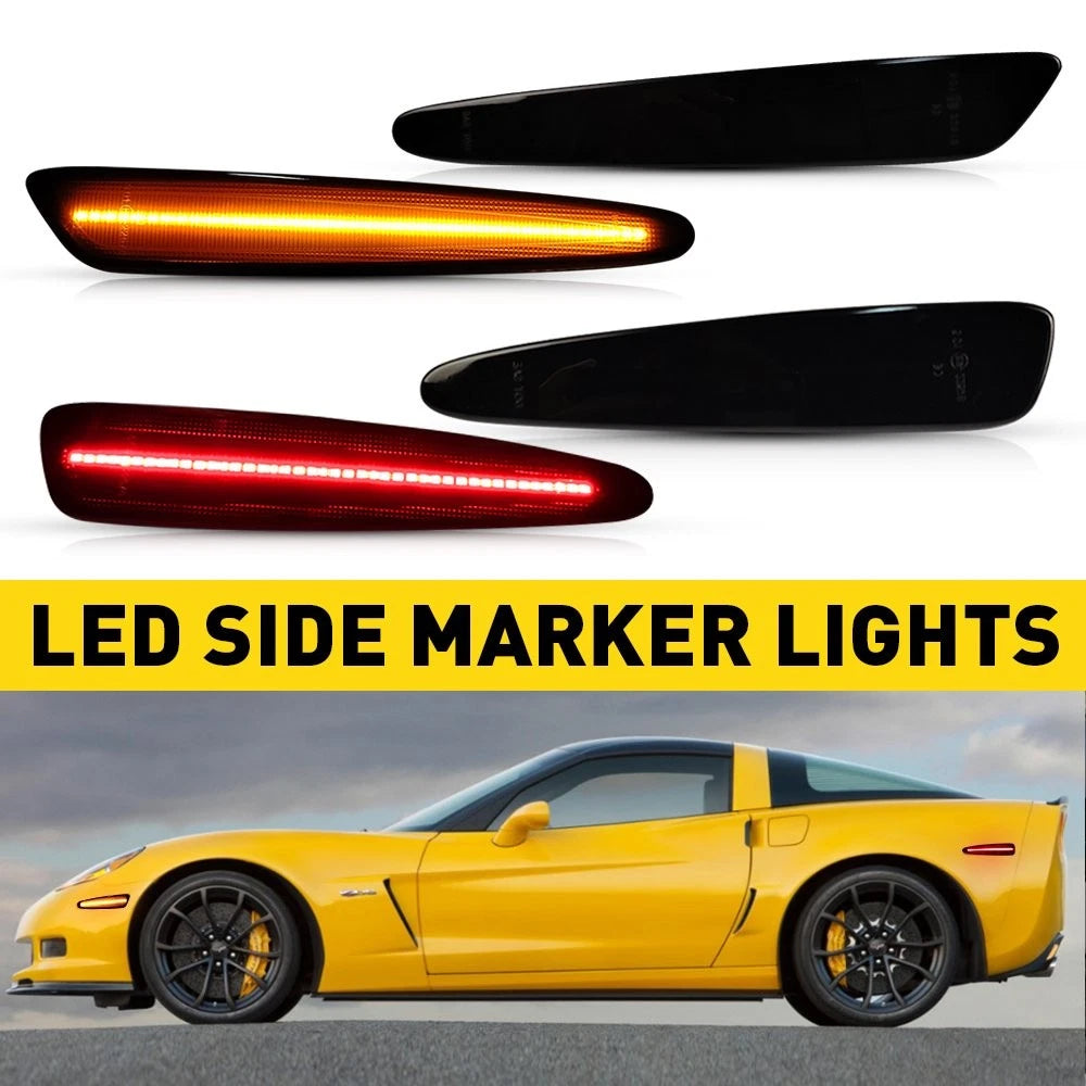 Set of 4 Smoked LED Side Marker Lights for Chevy Corvette C6 (2005–2013)
