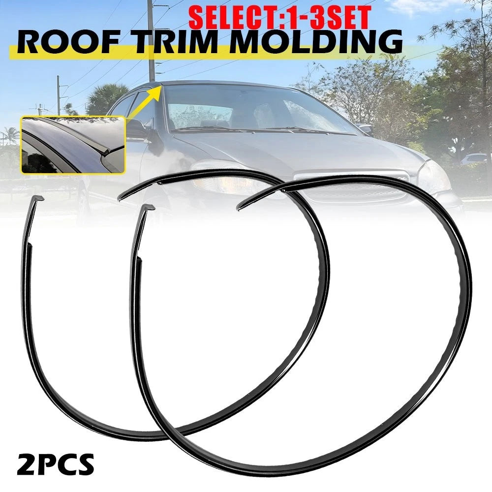 Set of 2 Black Rubber Roof Drip Molding Strips for Toyota Corolla (2003–2008)