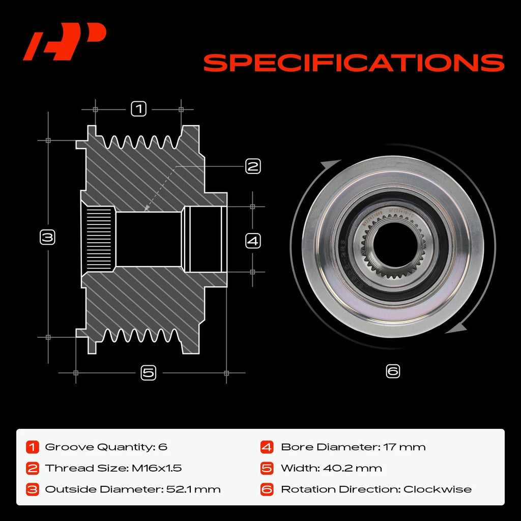 Alternator Clutch Pulley for Nissan Altima Rogue Sentra (2013–2023)
