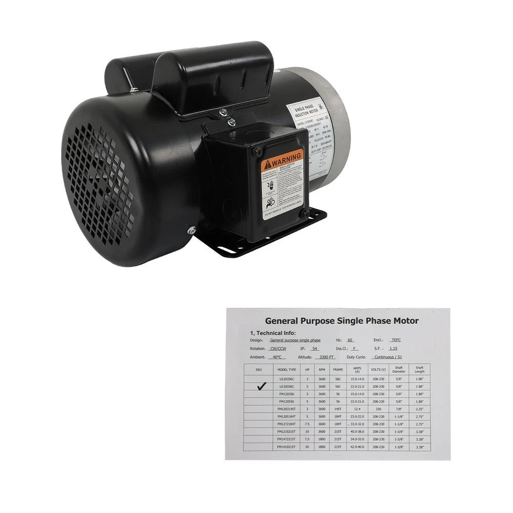 5HP Electric Motor for Various Applications (208-230V, 3450RPM)