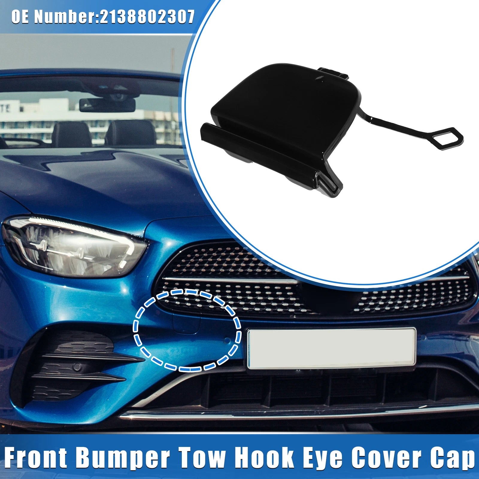 Tow Hook Eye Cover Cap for Mercedes-Benz E-Class W213 (2017–2023) Black
