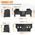 Set of 2 Front + Rear Floor Mats Liners for Chevy Tahoe / GMC Yukon (2015–2020) TPE Black