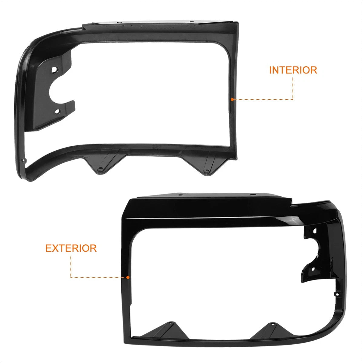 2X Gloss Black Headlight Door Bezel for Ford F150 F250 F350 F-Super Duty (1992–1997)