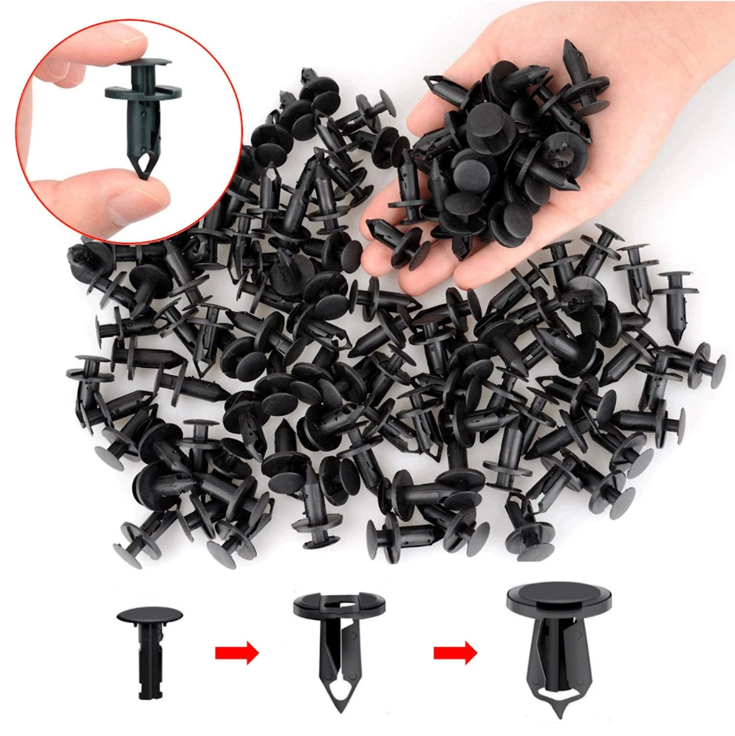 120PCS 8mm Bumper Clips for Universal Cars (Auto Fastener Rivets)