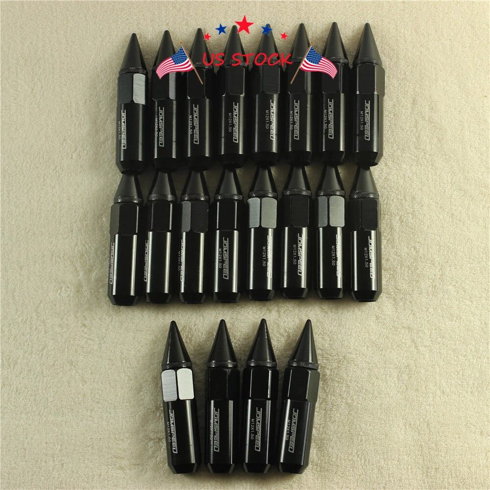 Set of 20 Aluminum Spiked Extended Tuner Lug Nuts for Wheels Rims