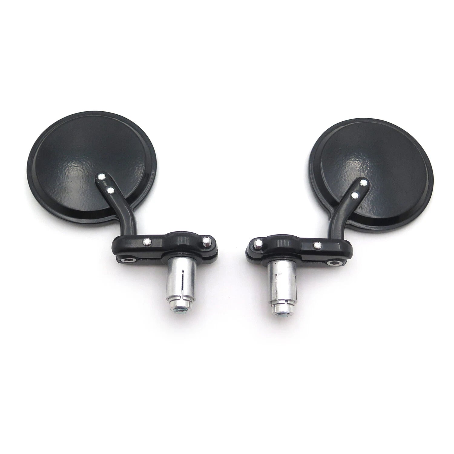 Pair Black Round 7/8" Handle Bar End Side Mirrors for Universal Motorcycles