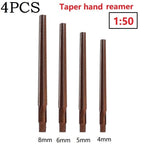 Set of 4 Conical Degree Manual Pin Taper Shank Hand Reamers 4/5/6/8mm