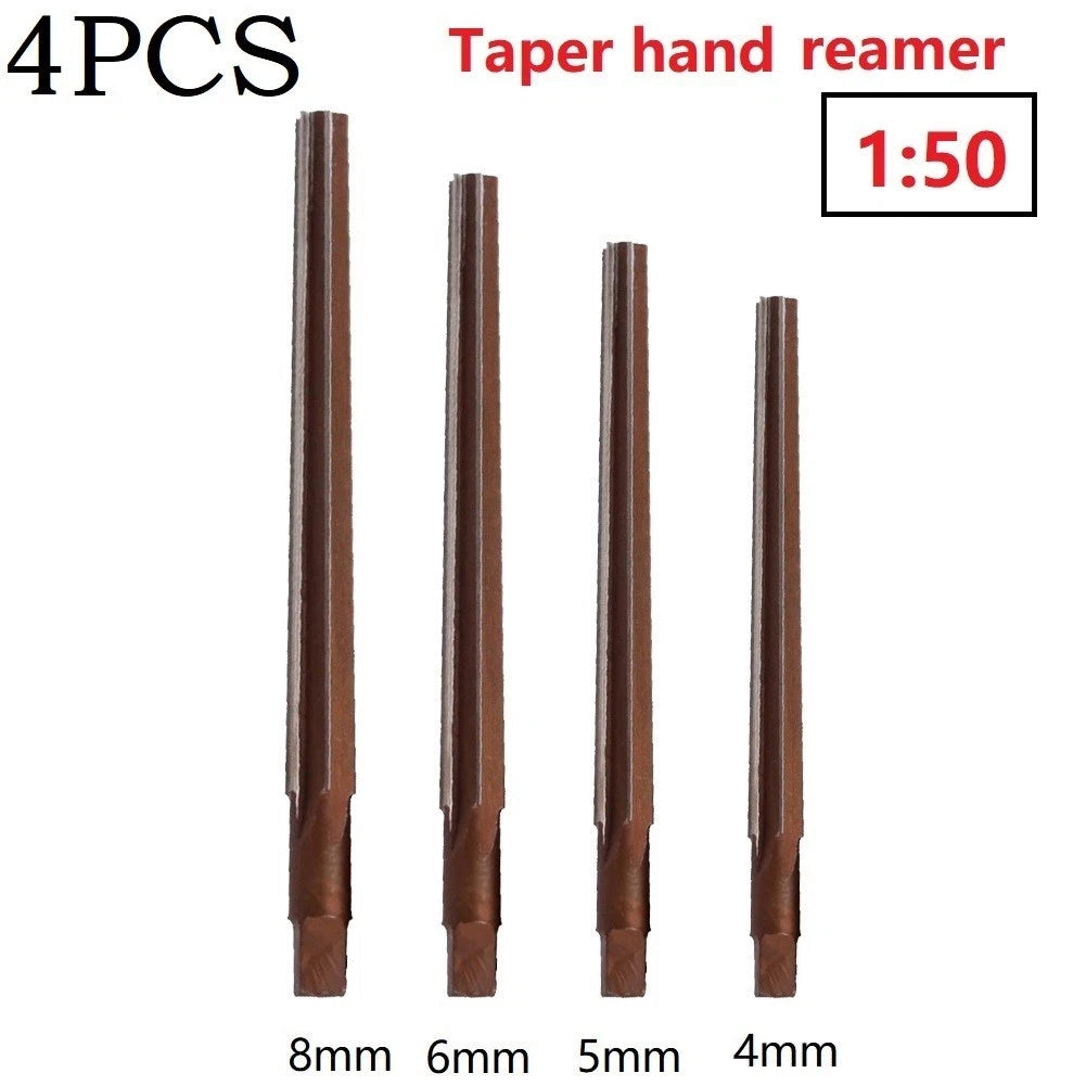 Set of 4 Conical Degree Manual Pin Taper Shank Hand Reamers 4/5/6/8mm