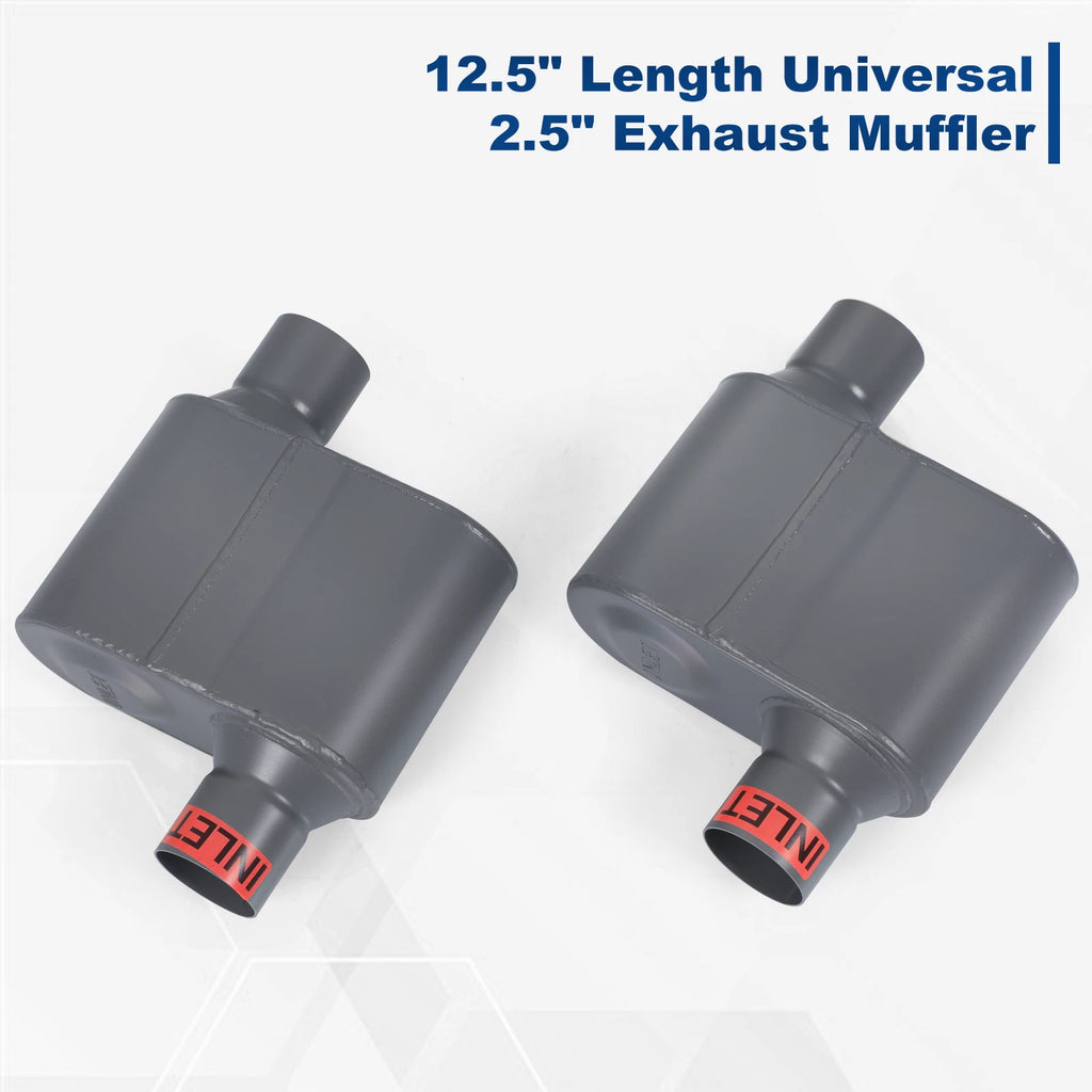 2.5" Inlet/Outlet Race Performance Chambered Exhaust Muffler Pair for